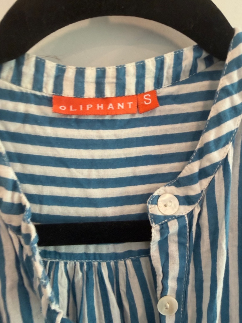 Oliphant Blue & White Striped Button-Front Tiered Maxi Dress - Picture 2 of 5